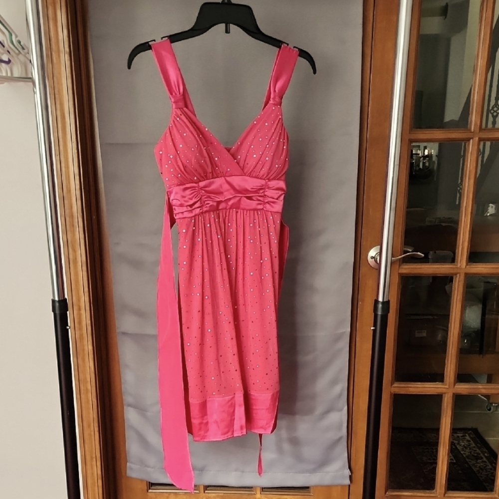 Taboo Pink Embellished Midi Dress, Small